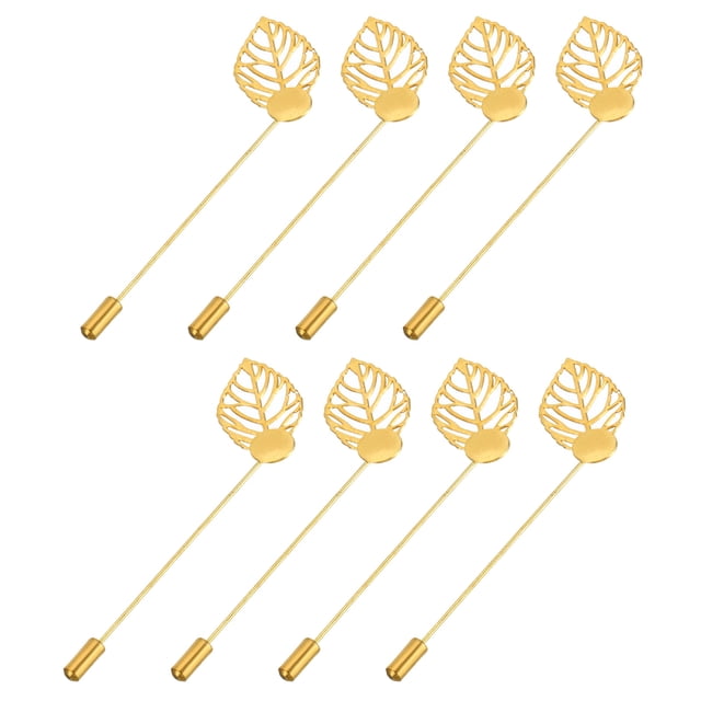 Hoja Broche Pasadores 3.3 Pulgadas Metal Bandeja Palo Solapa Pasador Largo Aguja Clips para Mujeres Hombres Insignias Bufanda Sombrero Dorado Tono 20uds Unique Bargains