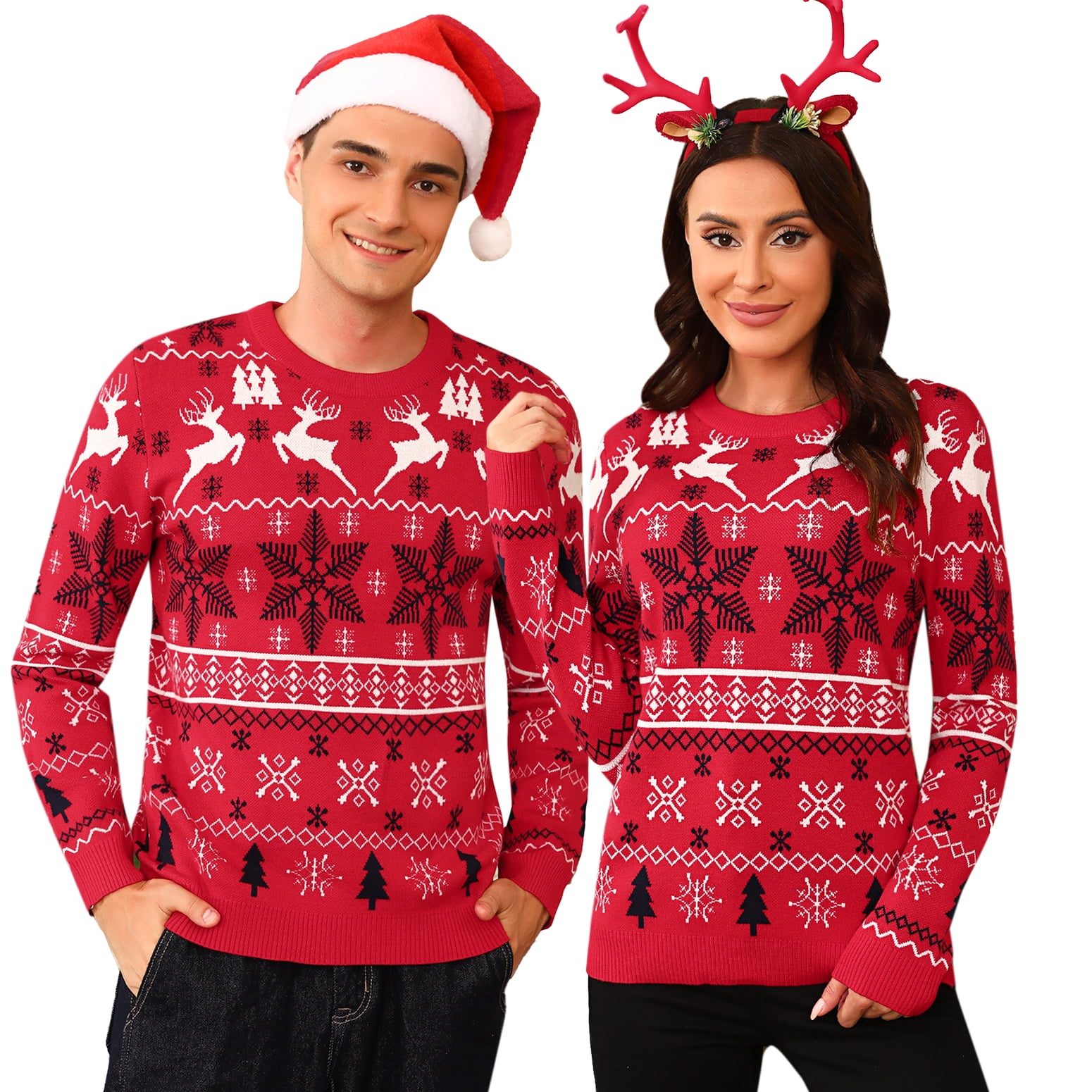 Uniexcosm Ugly Christmas Sweater Matching Couple Sweaters for Men