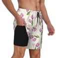thumbnail image 2 of Kdxio Tulips Flowers Print Men's Swim Trunks with Compression Liner 7 Inch Inseam Quick Dry Swim Shorts, 2 of 7