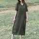 thumbnail image 2 of Vestidos Para Mujer Vestidos Casuales Moda Cuello Pico Suelto Manga Corta Sólido Media Pantorrilla Vestido Largo Odeerbi ODB153900, 2 of 8