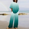 thumbnail image 2 of Hvobtty Ensemble de Blouses Décontractées à Manches Courtes Col Rond pour Femmes, Haut à Manches Courtes Col Rond/tube Droit Ample avec Poche Pantalon Long, 2 of 5