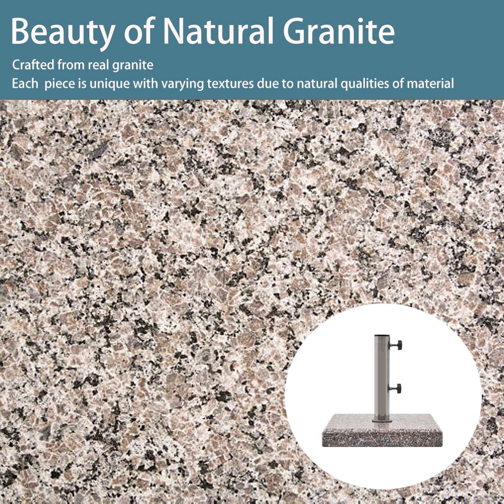Abble Heavy Duty Granite Patio Umbrella Base, Square Outdoor Umbrella Stand Weight 42 lbs