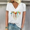 thumbnail image 2 of Birdeem T-Shirt Décontracté à Manches Courtes Col en V Imprimé Mode pour Femmes, 2 of 12