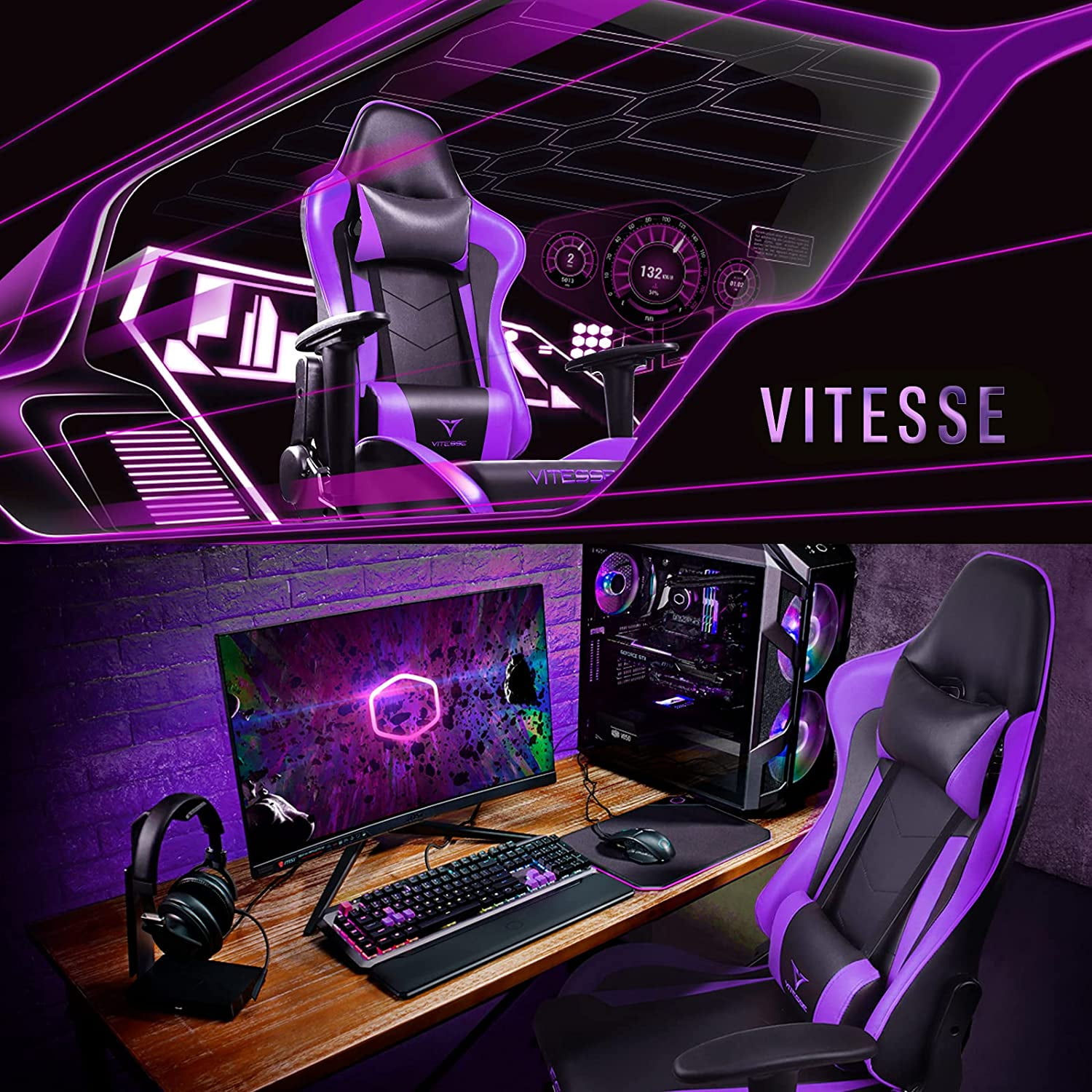 BOSSIN gaming chair, 2024 Racing style gamer chair for teens,Comfortable High Back game chair,Lumbar Support and Headrest Computer Desk Chair with Height Adjustable Swivel Office Chair