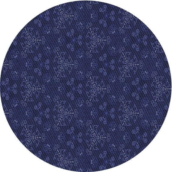 Ahgly Company Indoor Round Patterned Night Blue Area Rugs, 5' Round