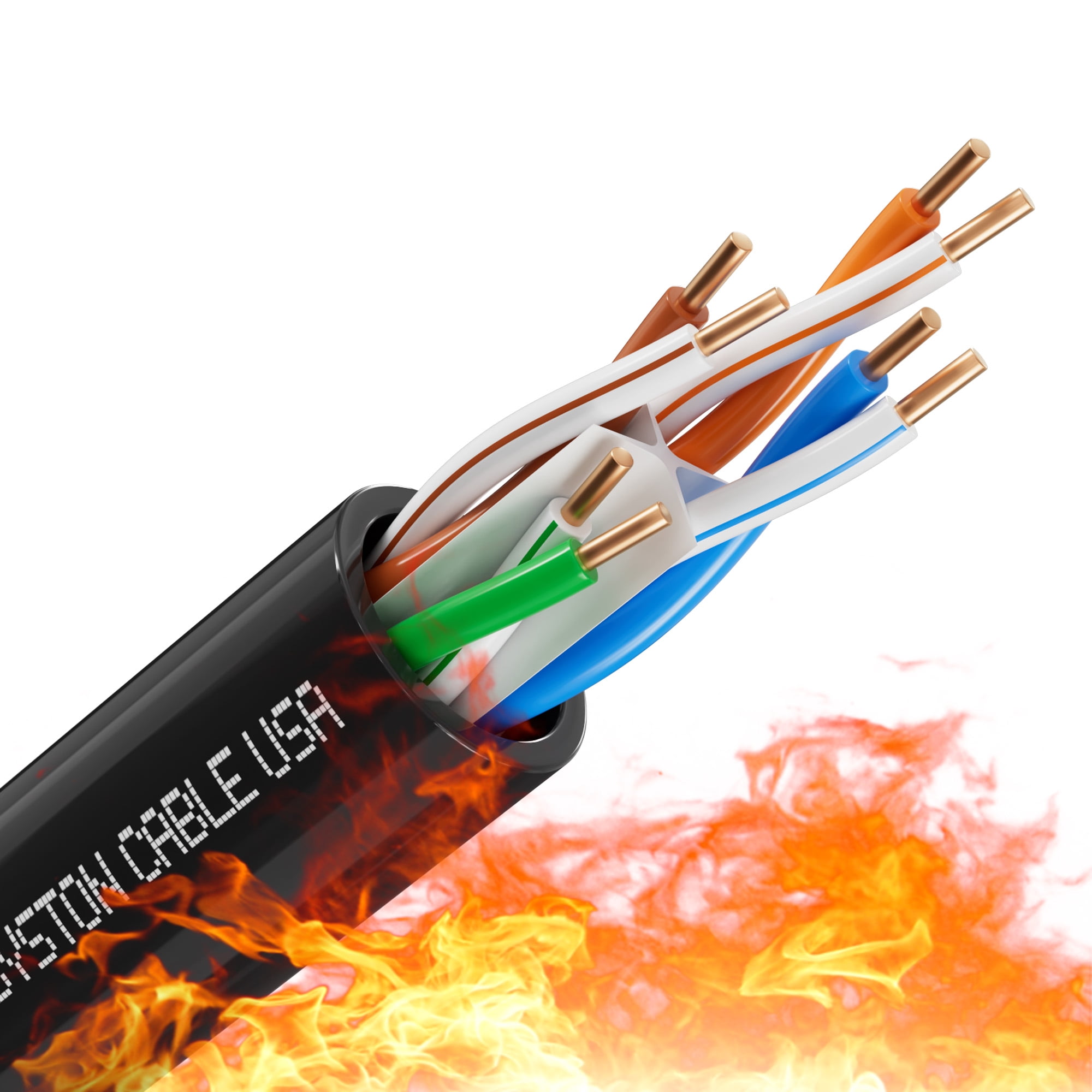 SYSTON CABLE TECHNOLOGY Cat 6E Ethernet Network Cable - 1000 FT, 600MHz 23AWG Solid Bare Copper Wire Outdoor/Indoor, Bulk No Ends 10 Ft to 1000 Ft Available, Heat Resistant Plenum Rated - CMP Black
