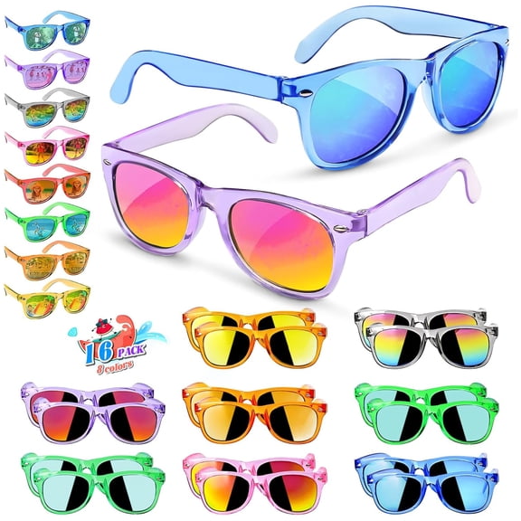 Kids Sunglasses Party Favors - Boys Girls Valentines Day Gifts, Neon Sunglasses with UV 400 Protection for Kids Classroom Favors Birthday Goodie Bags Stuffers - 16 Packs