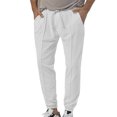 thumbnail image 2 of UKAP Men Sweatpants Elastic Waist Pants Drawstring Trousers Loose Summer Bottoms White S, 2 of 4
