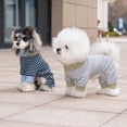 thumbnail image 5 of Dog Pajamas Four-Legged Jumpsuit, Breathable Poly-Cotton Striped Pet Clothes for Small Medium Dogs, Spring Summer, Blue L, 5 of 5