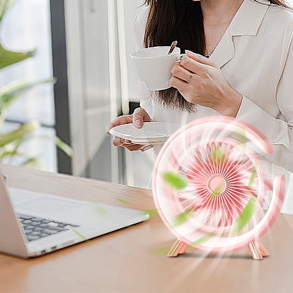 Xihbxyly Ventilador de Escritorio Silencioso y Acogedor, Recargable Por Usb, 5 Velocidades, Función de Aromaterapia, Rotación de 60 Grados, Elegante Decoración para El Hogar, Ideal para El Verano, Ta