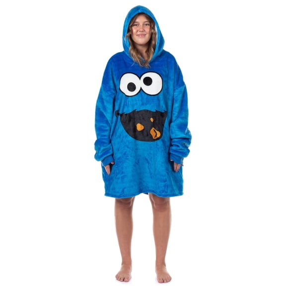 Sesame Street Cookie Monster Wearable Blanket Oversized Hoodie Plush Pullover