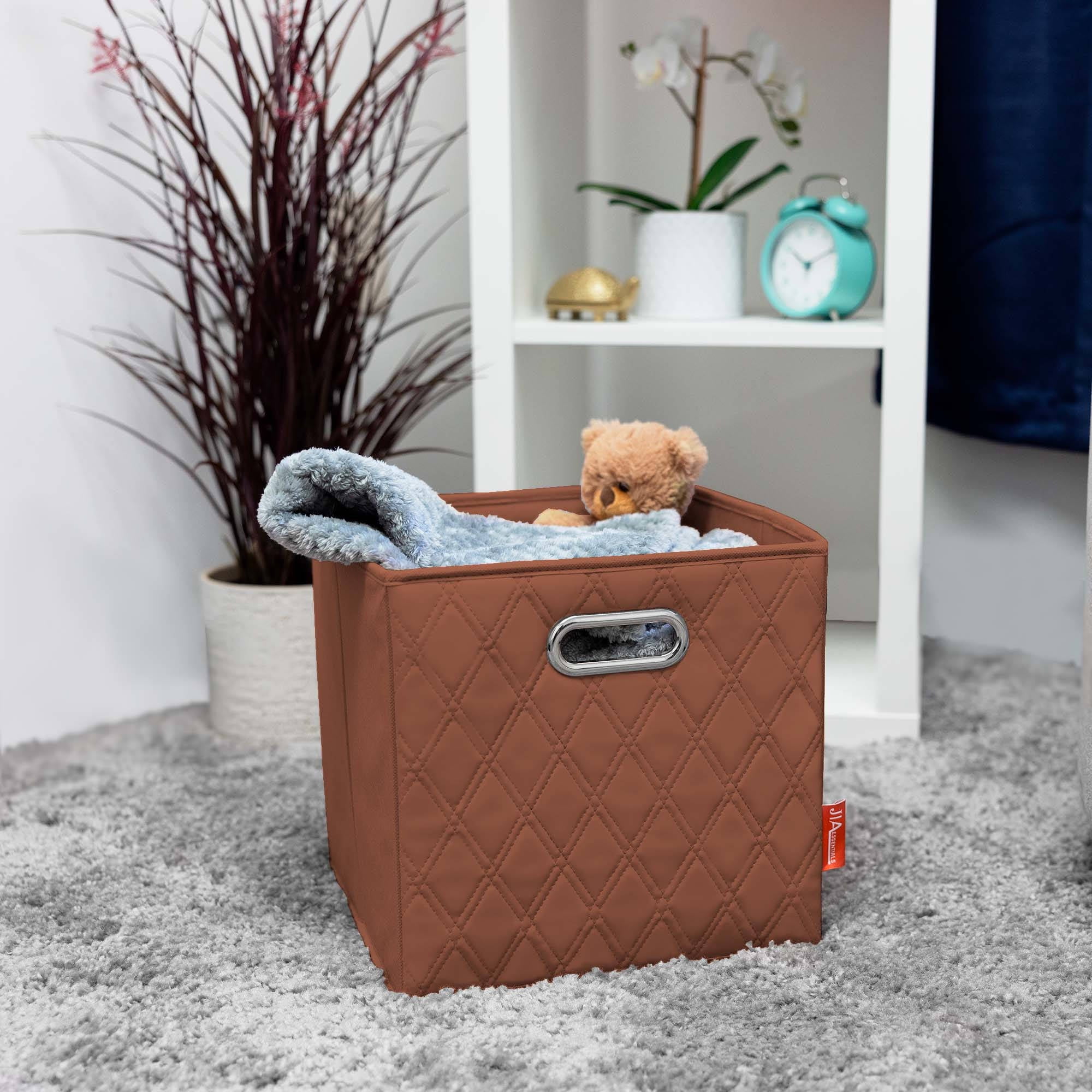 Side storage table with faux leather bin discount