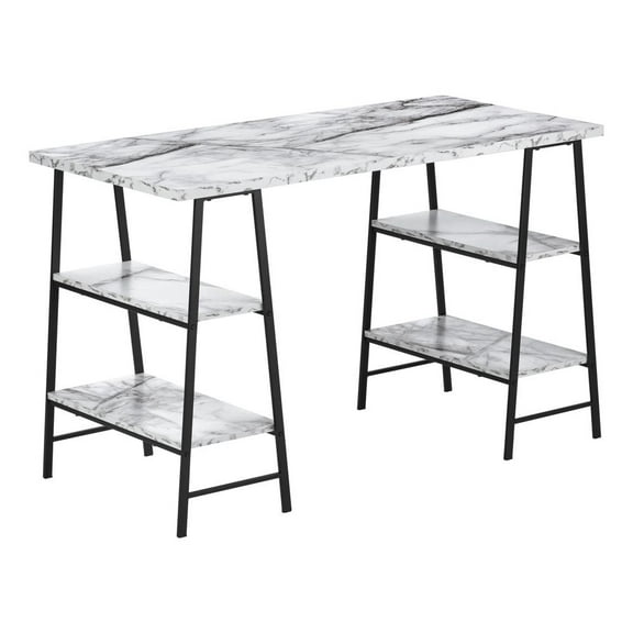 Monarch Specialties Computer Desk, Home Office, Laptop, 48"L, Work, White Marble Look Laminate