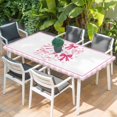 thumbnail image 2 of Valentine's Day Table Cloths for 3 Foot Rectangle Tables, Pink Bows Romantic Love Heart Checkered Patio Waterproof Elastic Fitted Tablecloths, Washable Rectangular Table Cover for Camping, 2 of 8