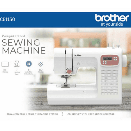 Brother CE1150 110-Stitch Computerized Sewing Machine with Auto Needle Threader, LCD Display & Wide Range of Stitches
