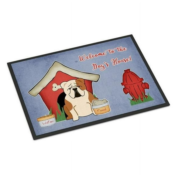 Dog House Collection English Bulldog Fawn White Door Mat