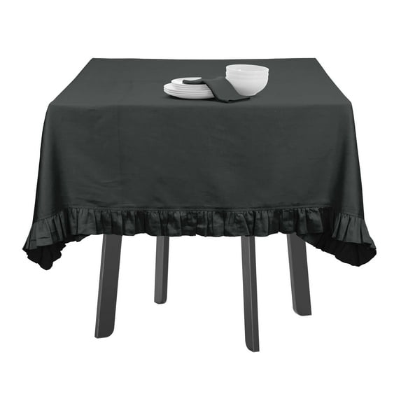 Vargottam Ruffle Tablecloth Rectangular Tabletop Covers Kitchen Dining Table Cloth Party Decoration Cotton Table Cover,Gray,54 x 72 Inches