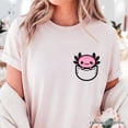 thumbnail image 2 of Cute Pocket Pink Axolotl T-Shirt, Salamander Animal Tee, 2 of 6