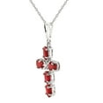 thumbnail image 3 of Galaxy Gold GG 14K White Gold 1.75 Carat Natural Diamonds and Ruby Cross Pendant Necklace - July Birthstone - Passion & Protection - 16" to 24" - Fine Jewelry for Women, 3 of 5