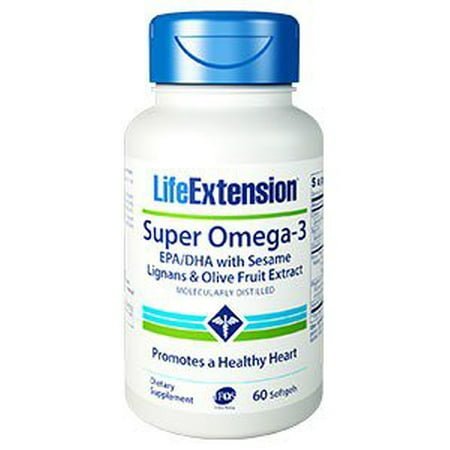 Super Omega 3 EPA DHA avec sésame lignanes et fruits Olive Extrait Life Extension 60 Softgel