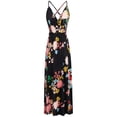 thumbnail image 3 of HKEJIAOI Robes Décontractées pour Femmes Robe d'Anniversaire Mode Femme Col en V Sans Manches Imprimé Floral Robe Longue Maxi Décontractée Économies Liquidation Multicolore, 3 of 8