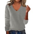 thumbnail image 2 of Sweaters for Women V Neck Long Sleeve Cozy Soft Wool Pullover Tops Loose Casual Knitted Warm Sweater, 2 of 5