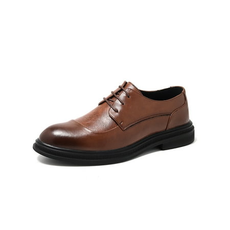 

Crocowalk Mens Casual Loafer Low Top Dress Shoes Lace Up Oxford Shoe Glossy Round Toe Loafers Men s Nonslip Block Brown 8