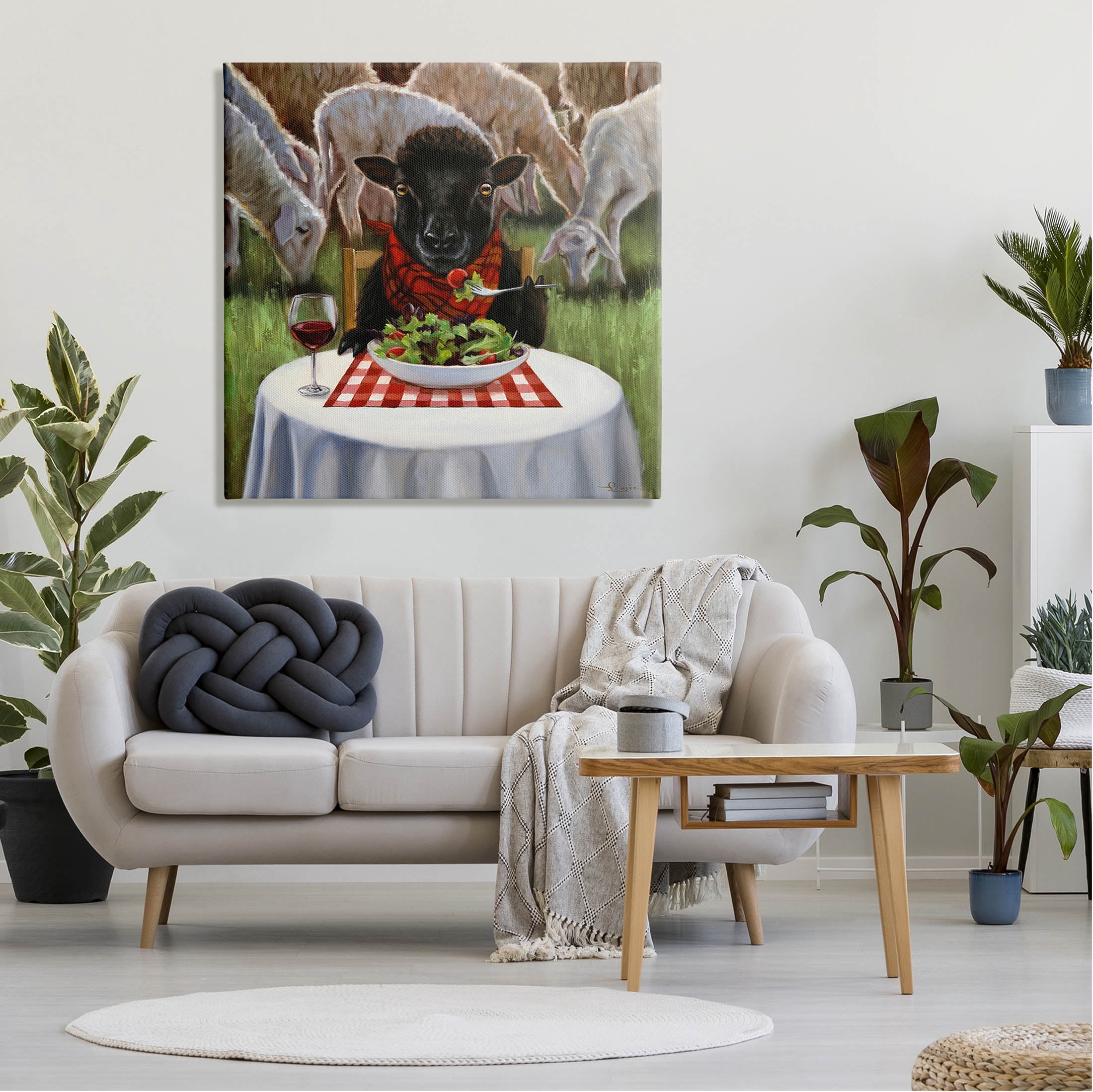 Stupell Industries Classy Black Sheep Dining Rural Farm Painting Gallery Wrapped Canvas Print Wall Art, Design by Lucia Heffernan