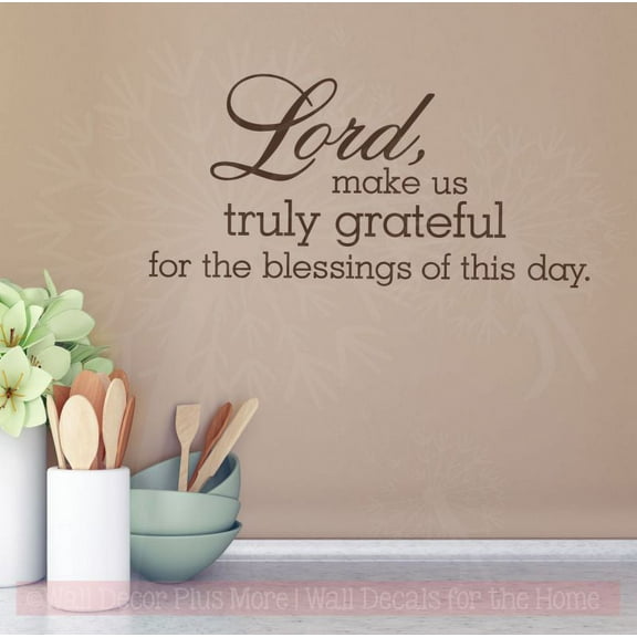 Religious Wall Art Decal Truly Grateful Blessings Sticker Verse Words Decor 23x11-Inch Chocolate Brown
