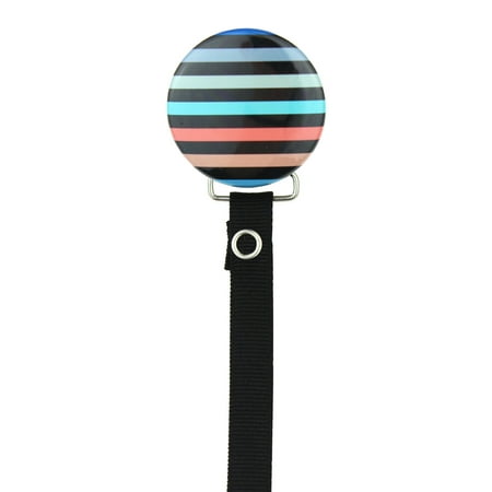 Colorful Stripes Pacifier Clip with Matching Ribbon