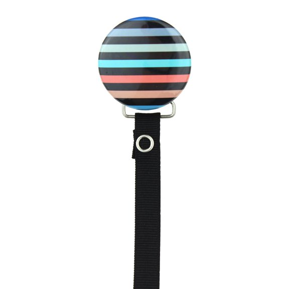 Colorful Stripes Pacifier Clip with Matching Ribbon