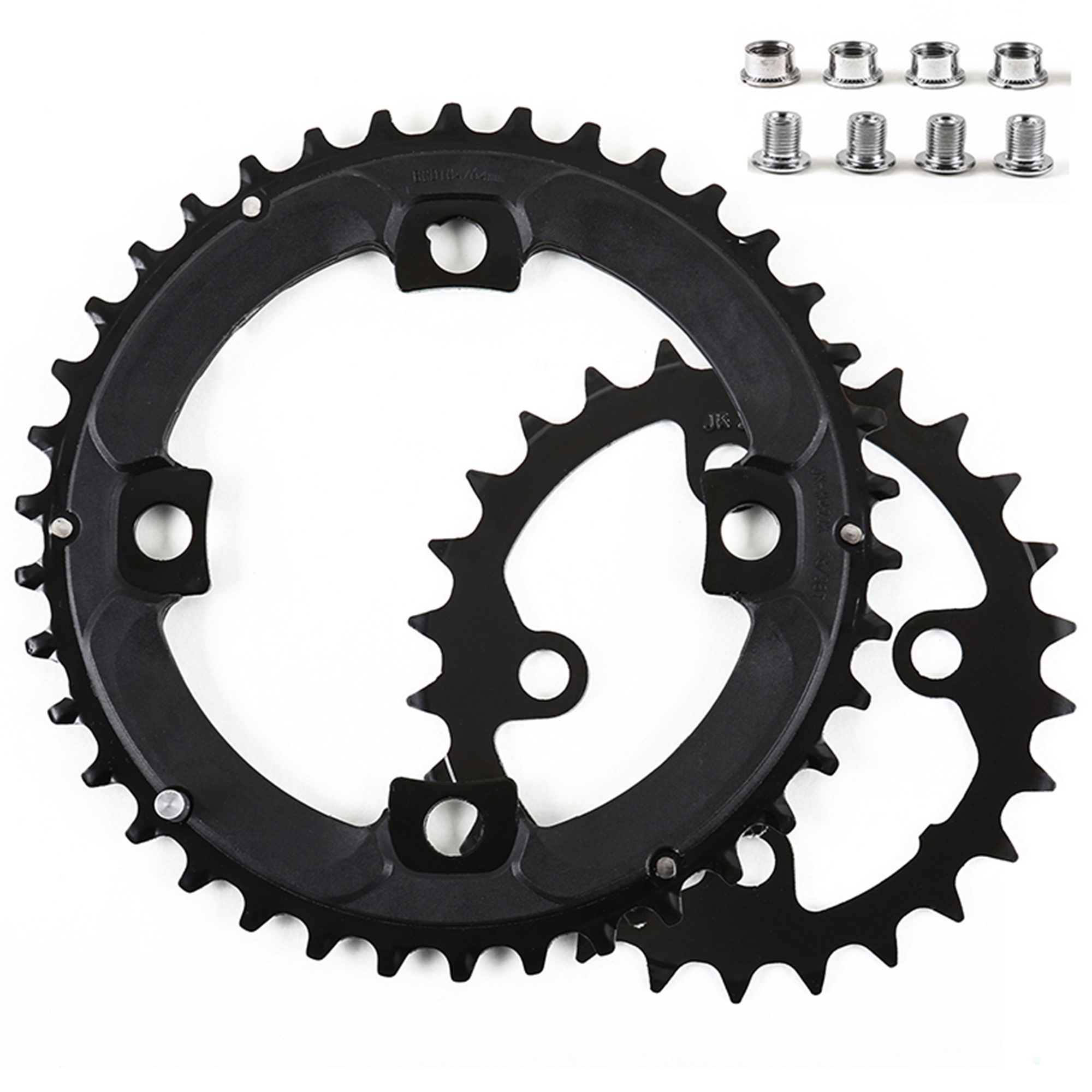 BUCKLOS 64/104 BCD Bike Chainring Set, Steel CNC Alloy Double/Triple MTB Chainring 22T 24T 26T 32T 38T 42T 44T 4 Bolts Mountain Bicycle Chainrings fit 8 9 10 Speed Compatible - image 1 of 5