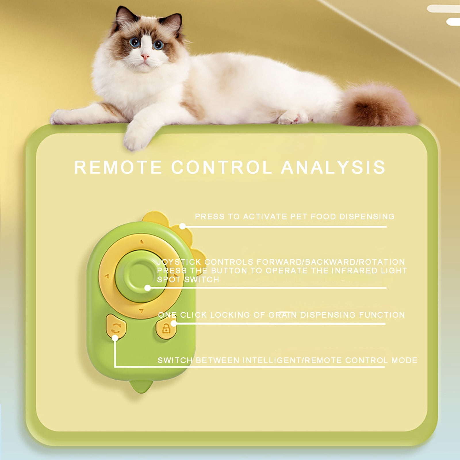 Interactive Smart Cat Automatic Food Dispensing Remote Control Toy For Indoor Play And Exercise(Green-15.5Cm)