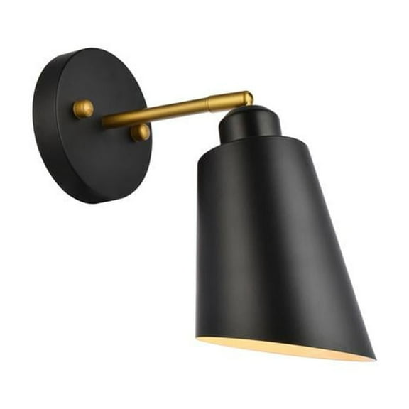 Halycon 5 inch black and brass wall sconce