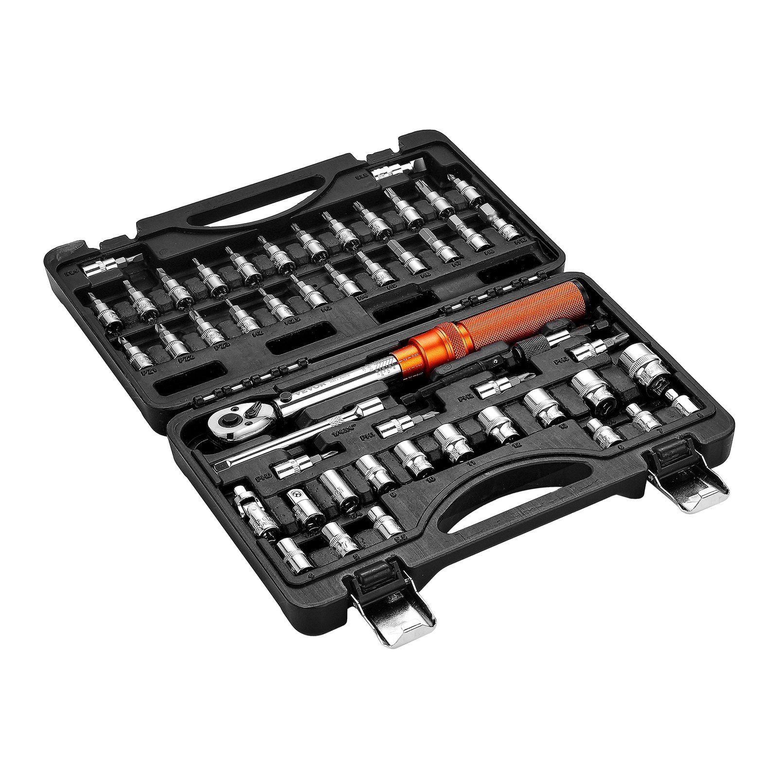 CAFORKP 1/4-Inch Drive Click Torque Wrench Set, 72-Tooth, 20-240 lbf-in/2.3-27.1 Nm, Orange Precision Torque Tool for Bikes, Cars, Motorcycles & More