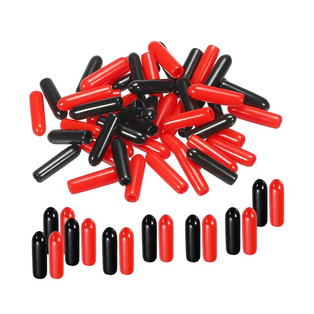 Unique Bargains 50pcs Rubber End Caps Cover Assortment 2.5mm Screw Thread Protector for Screw Bolt Black Red