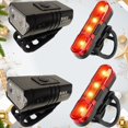thumbnail image 2 of CNKOO 2 Sets Portable LED Bike Light Set  USB Rechargeable Headlight  6+4 Flash Light Modes  Aluminium Housing and Rear Light Saftey for Cycling  Biking & Motorcycling ZZZ, 2 of 5
