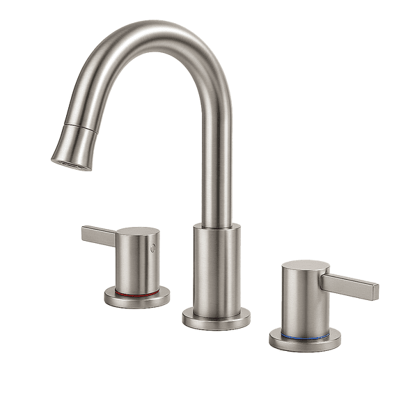 Brushed Nickel 3-Hole Bathroom Faucet, Dual 304 Stainless Steel Handles, Modern Lead-Free Ceramic Valve Faucet, 1.5 GPM Straight Spout for Sink