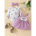 thumbnail image 2 of Wassery Infant Girls 3 Piece Dress Outfits Set Baby Girls Long Sleeve Crewneck Ruffle Fox Print Romper Suspender Skirt Headband Set 3M 6M 9M 12M 18M Newborn Fall Clothes Set, 2 of 9