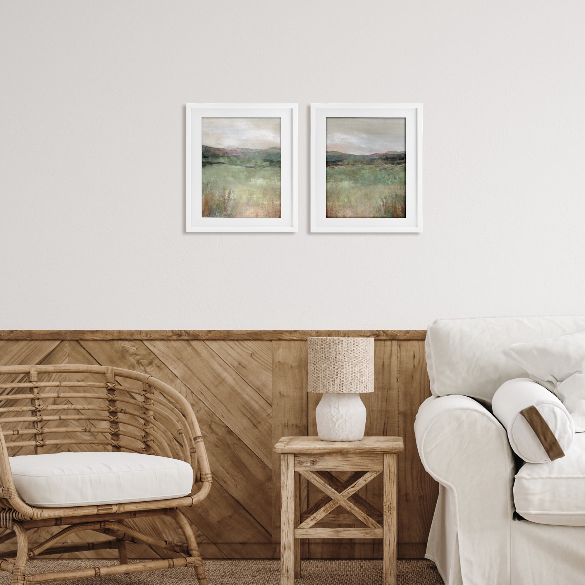 Stupell Industries Muted Glimpse of Spring 2 Piece White Framed Print Under Glass Set, design by Carol Robinson