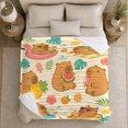 thumbnail image 5 of Playful Tropical Capybara Summer Activities, Playful Coastal Landscape Scene, Warm Flannel Blanket for Beach House and Living Room, Beach Lovers Housewarming Gift, Coastal Home Decor, 5 of 9