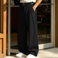thumbnail image 3 of HOMADLES Mens Elastic Waist Work Pants Wide Leg Stretch Soft Athletic Pants Solid Color Side Pocket Casual Pants Black Size S, 3 of 10