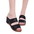 thumbnail image 3 of EQWLJWE Womens Comfort Wedge Slide Sandals Open-Toe Soft Feetbed Slip On Walking Summer Slippers Shoes for Women, 3 of 5