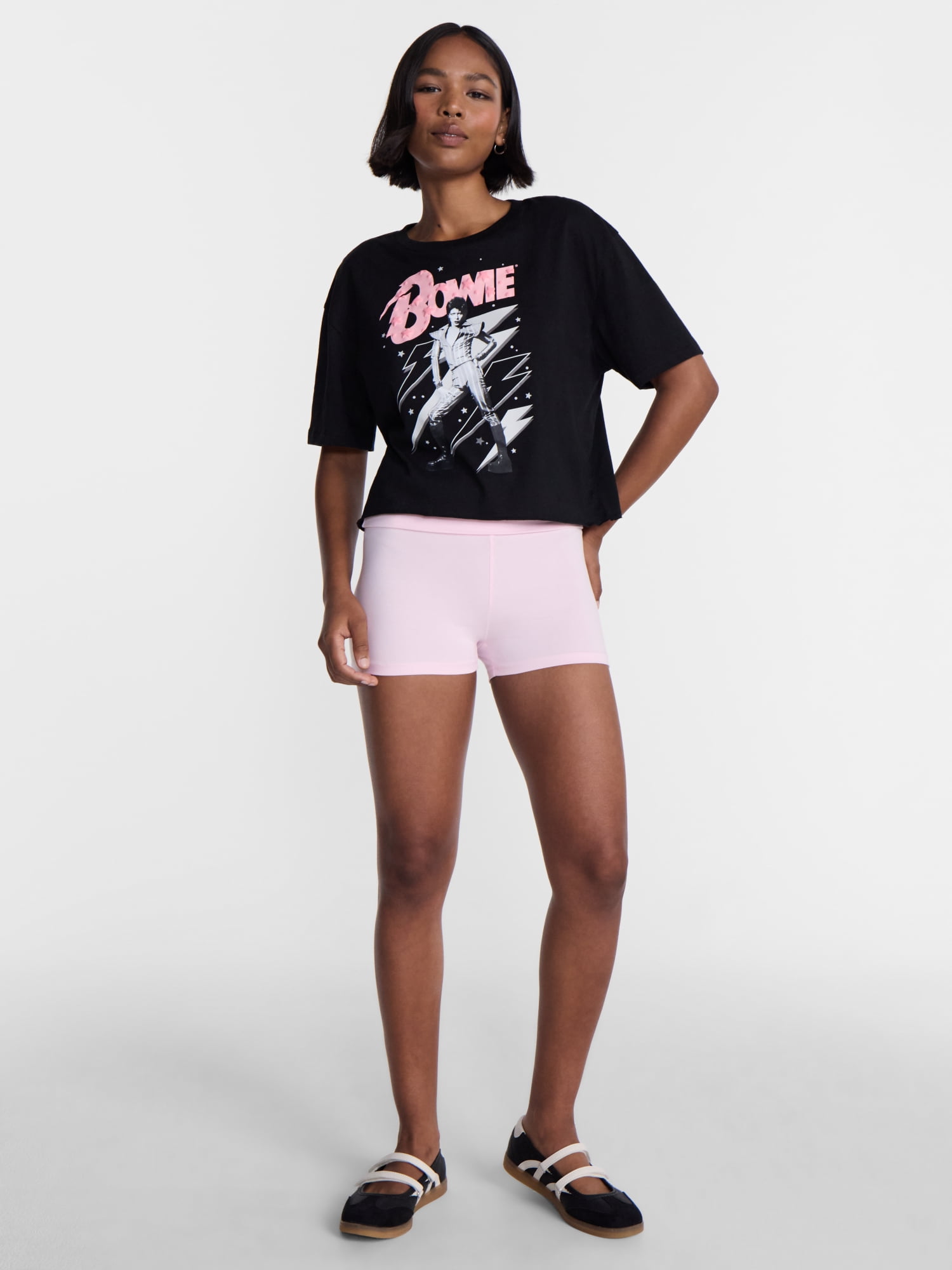 No Boundaries David Bowie Graphic Boyfriend Tee, Women’s XXS-XXL