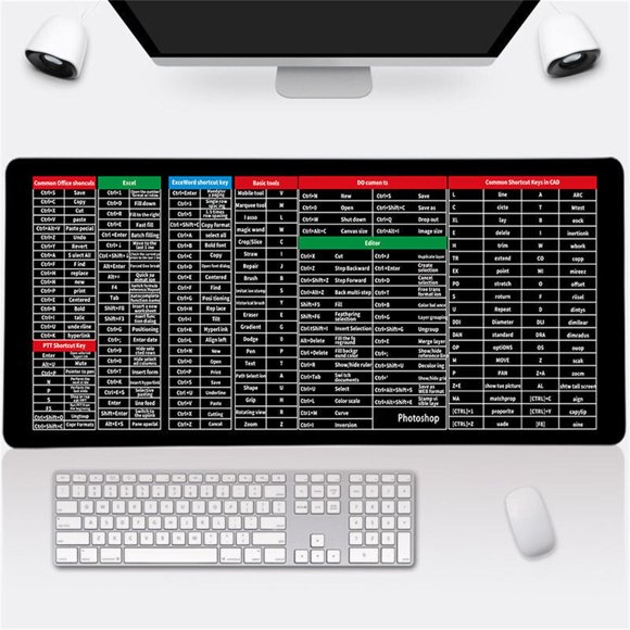 Wanfds Excel Shortcuts Large Mouse pad, Upgraded Pro Version, Extended Office Desk Mat, Stitched Edges, Non-Slip Base Keyboard Mats, Giant Mouse Pads for Desk, Employee Appreciation Gifts(B)