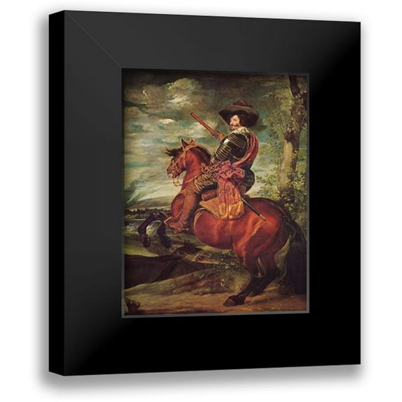 Velazquez, Diego 12x14 Black Modern Framed Museum Art Print Titled - Equestrian Portrait Of The Count Duke Of Olivares