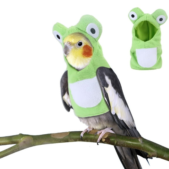 TELOLY Bird Diaper Flight Suit, Parrot Frog Costume Small Parakeet Cockatiel Clothes, Warm Winter Bird Costume Funny Parrot Coat Apparel