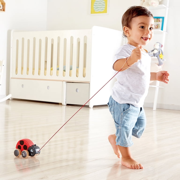 新品！Heve ヘイヴ　LADYBUG Hape Pull Along Ladybug, Wooden Toy with Moving Wings, Rubber