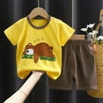 thumbnail image 2 of HCNTES Baby Boy Girl Spring Summer Fall Clothes Toddler Kids Outfits Short Sleeve Shirt Tops + Joggers Pants Set(Yellow,9-18 Months), 2 of 4
