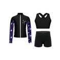 thumbnail image 4 of Miutii Kids Girls 3 Piece Dance Outfits Cross Back Crop Top and Shorts with Full Zipper Jacket Set Black 6, 4 of 9